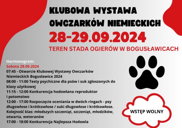 28-29.09.24 Klubowa Wystawa Owczarków Niemieckich