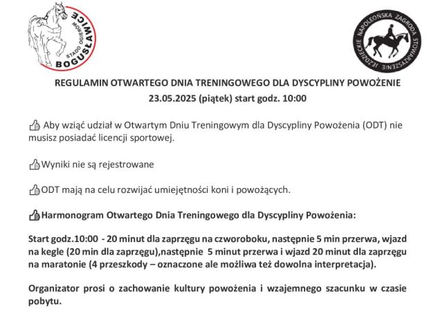23.05.25 Otwarty dzień Treningowy dla Powożenia